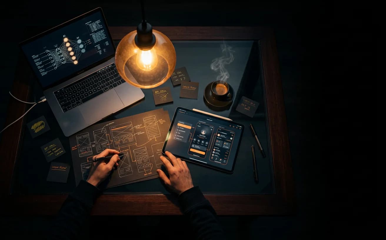 Abstract AI visualization — OCImagine software development and AI strategy in Orange County