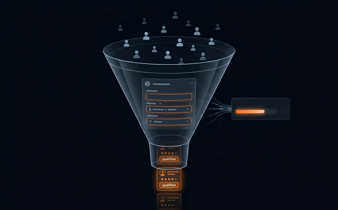 AI lead generation funnel with qualification steps and CRM sync