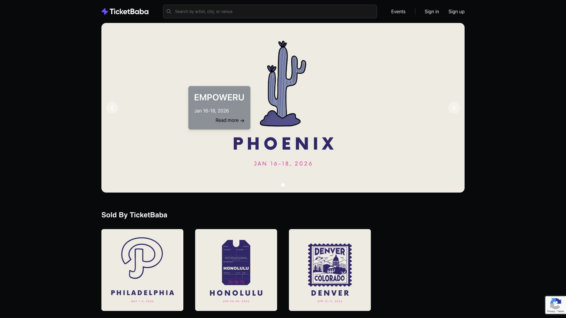 TicketBaba website designed and built by OCImagine