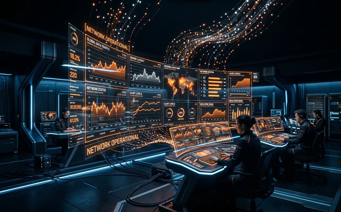 AI analytics dashboard with predictive charts and data visualizations