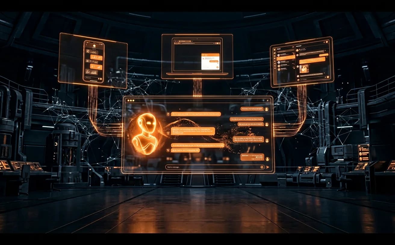 AI chatbot assistant communicating across multiple devices